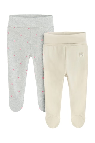 2 pantalons - Ecru et gris chiné