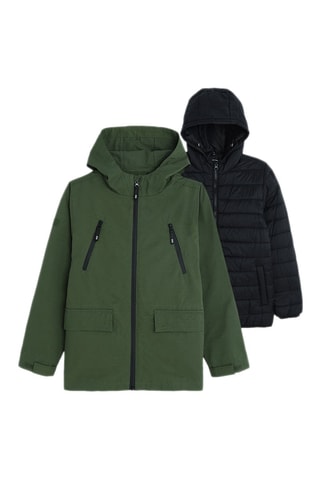 Parka 2 en 1 - Vert foncé et noir
