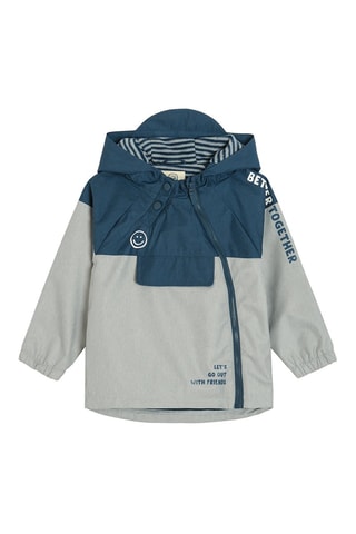 Parka Smiley - Bleu marine et gris clair