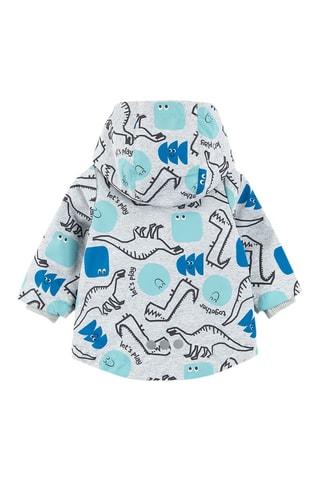 Veste à capuche - Gris clair chiné et turquoise