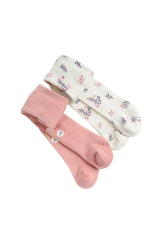 2 collants - Ecru et rose poudré