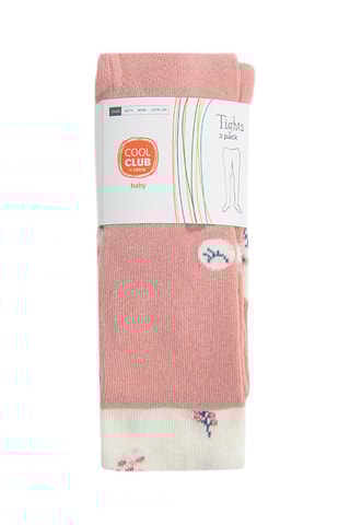 2 collants - Ecru et rose poudré