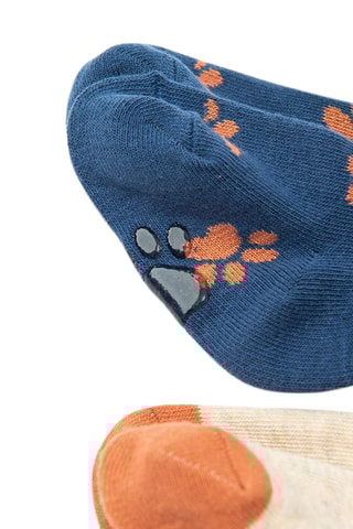 2 collants antidérapants - Bleu cobalt et beige chiné