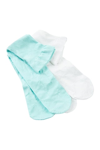 2 collants - Turquoise et écru