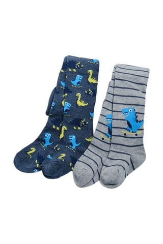 2 collants - Bleu marine et gris chiné