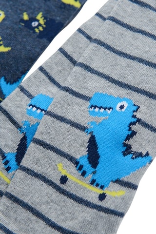 2 collants - Bleu marine et gris chiné