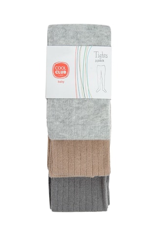 3 collants - Gris clair chiné, gris foncé et beige