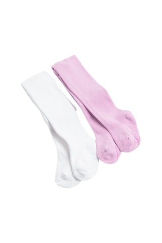 2 collants antidérapants Rose et blanc