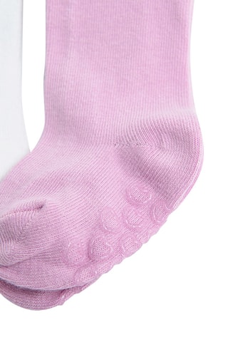 2 collants antidérapants Rose et blanc