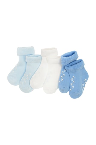 2 paires de chaussettes antidérapantes en coton biologique Ciel, blanc et bleu clair
