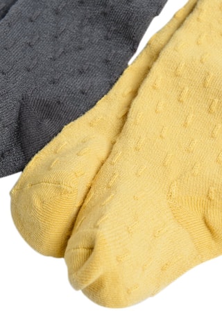 2 collants Gris foncé et moutarde