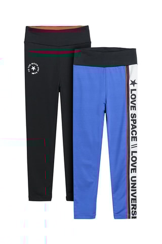 2 leggings - Noir et bleu colbalt