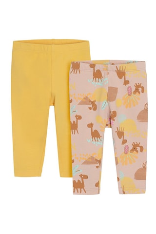 2 leggings - Moutarde et rose