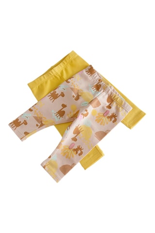 2 leggings - Moutarde et rose