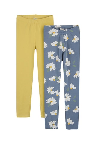2 leggings - Moutarde et indigo