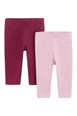 2 leggings - Rose et bordeaux
