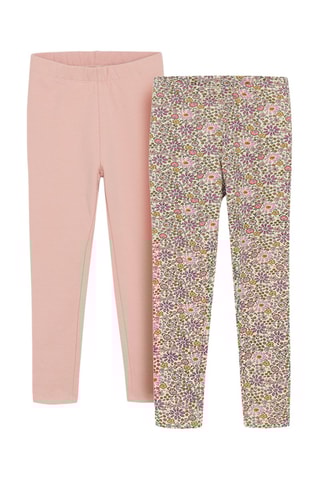 2 leggings - Rose et écru