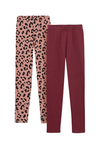 2 leggings - Rose clair et bordeaux