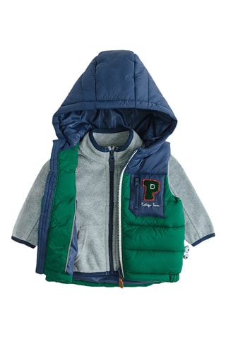 Doudoune sans manches et sweat - Vert foncé et gris