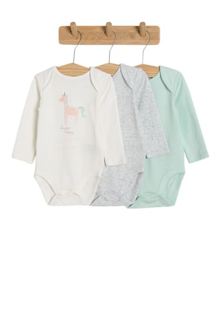 3 bodys - Ecru, gris chiné et vert d’eau