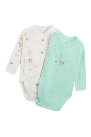 2 bodys en coton biologique - Blanc et vert