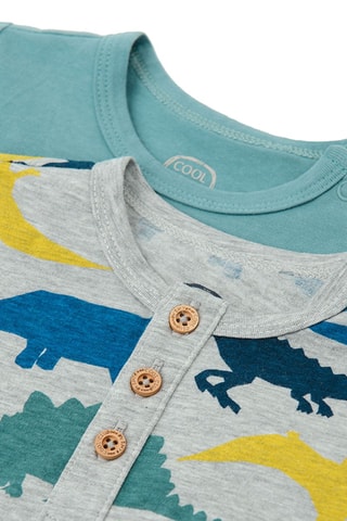 2 bodys - Gris chiné et bleu clair