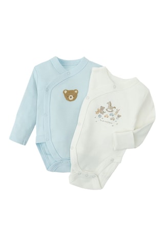 2 bodys en coton biologique - Blanc et ciel