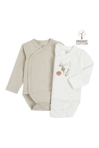 2 bodys en coton biologique - Beige et écru