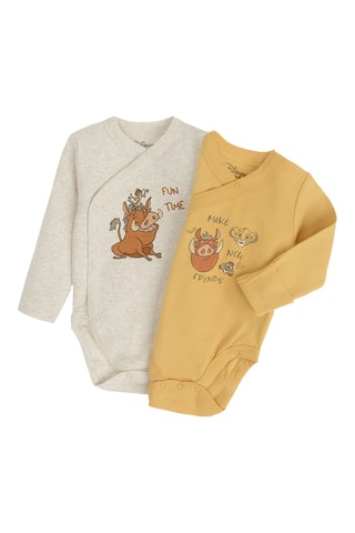 2 bodys Le Roi Lion Disney - Gris clair chiné et jaune
