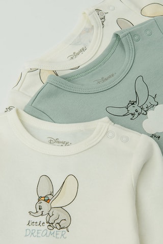 3 bodys Dumbo Disney - Vert et blanc