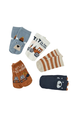 5 paires de chaussettes - Bleu, écru et camel