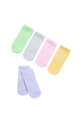 5 paires de chaussettes - Vert, gris chiné et rose