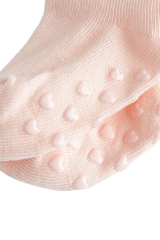 3 paires de chaussettes antidérapantes - Ecru, gris chiné et rose clair