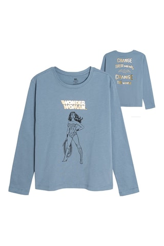 T-shirt Wonder Woman La Ligue des Justiciers DC Comics - Bleu clair