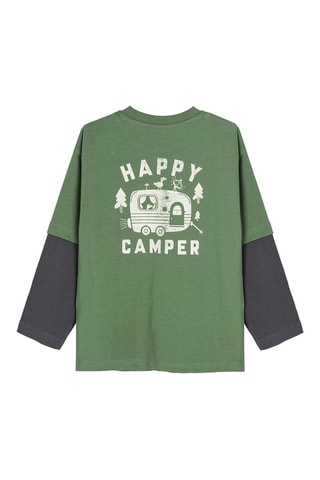 T-shirt trompe-l'oeil - Kaki chiné