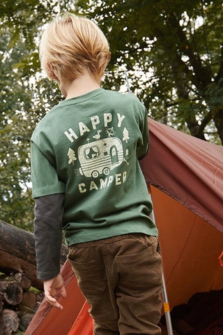 T-shirt trompe-l'oeil - Kaki chiné