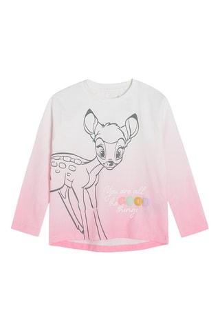 T-shirt Bambi Disney Dip and dye - Rose et blanc