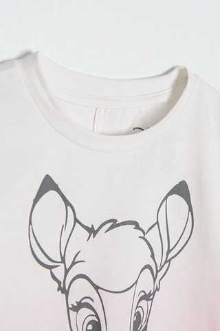 T-shirt Bambi Disney Dip and dye - Rose et blanc