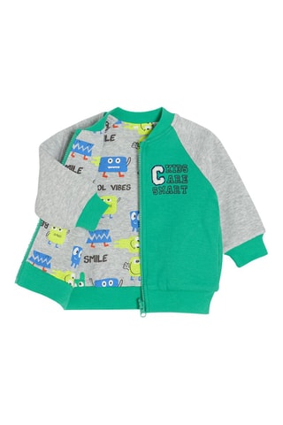 Sweat réversible - Turquoise et gris chiné