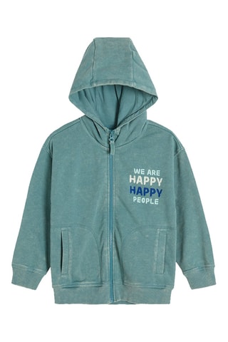 Sweat à capuche en velours - Turquoise chiné