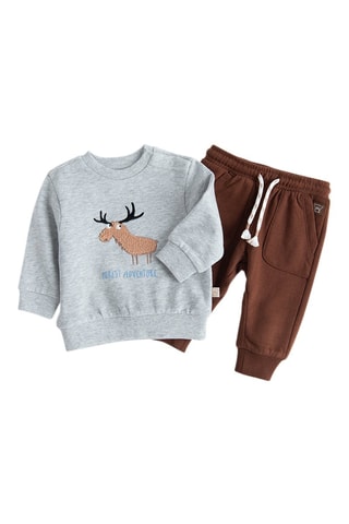 Sweat et jogging - Gris clair et marron