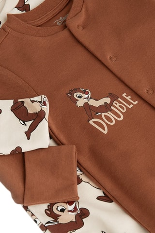 2 grenouillères Tic et Tac Disney - Marron et rose