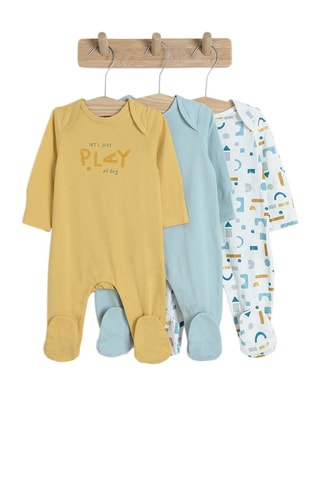 3 grenouillères - Moutarde, ciel et blanc