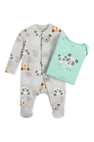 2 grenouillères - Turquoise et gris clair