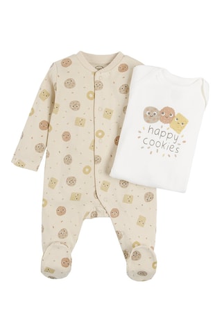 2 grenouillères - Beige et blanc