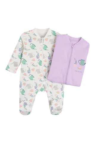 2 grenouillères - Blanc et mauve