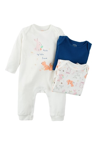 3 grenouillères - Ecru et bleu marine