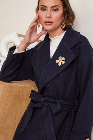 Sobretudo comprido - Azul-marinho