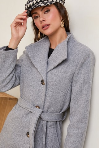 Sobretudo comprido - Cinzento mesclado