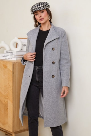 Sobretudo comprido - Cinzento mesclado